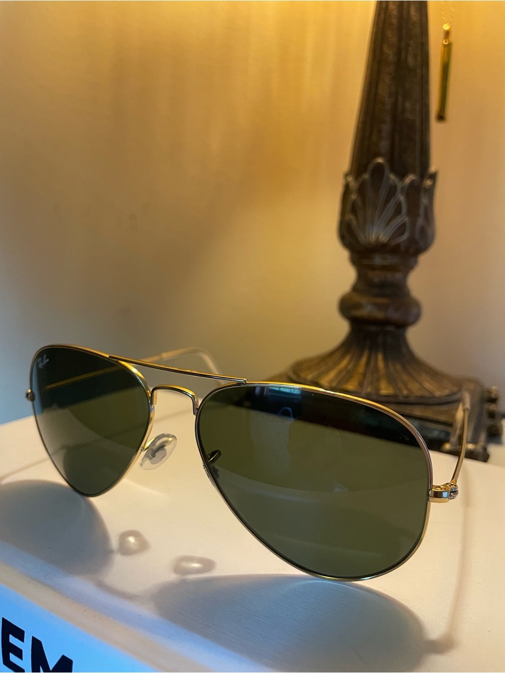 Ray-Ban Aviator Sunglasses in Gold and Green